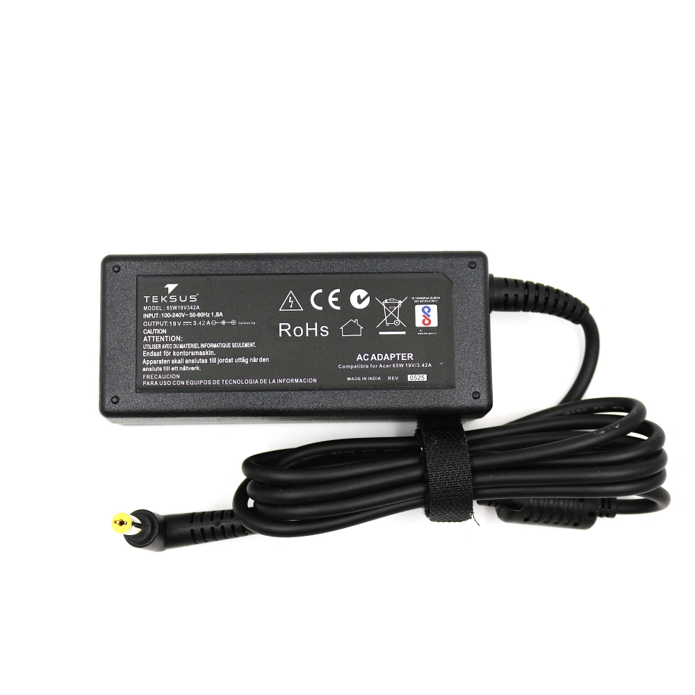 Teksus  Laptop Adapter Compatible For Acer 65w | 19v/3.42a | 5.5mm x 1.7mm view 2